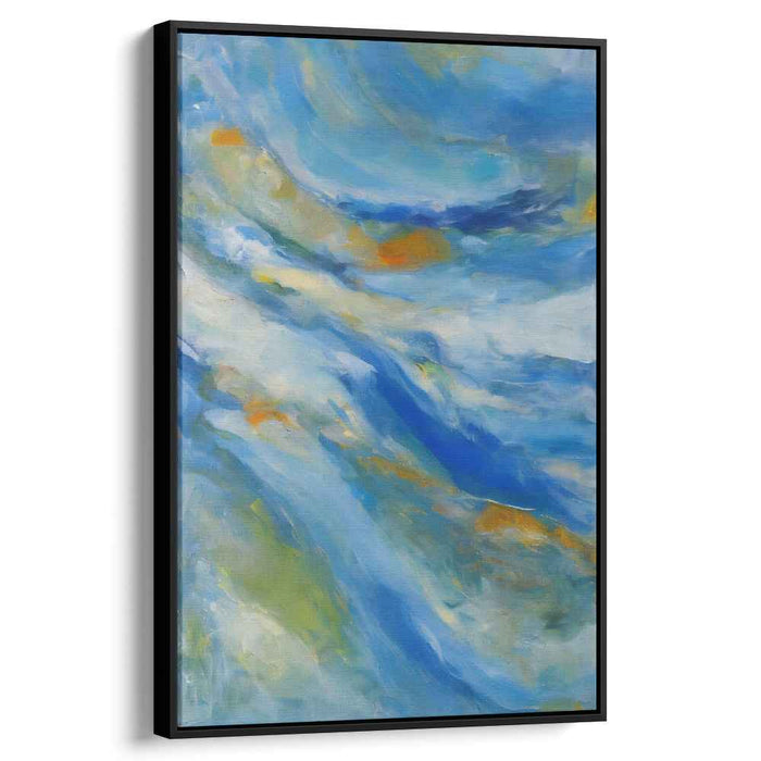 Whispers of the Azure Sea: Abstract Impressionist Blue Ocean Canvas Art Print