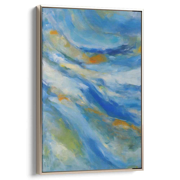 Whispers of the Azure Sea: Abstract Impressionist Blue Ocean Canvas Art Print