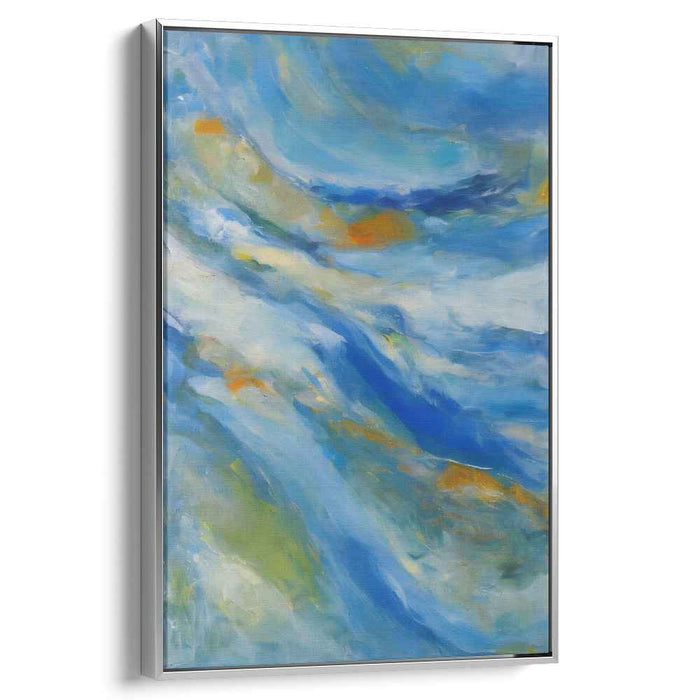 Whispers of the Azure Sea: Abstract Impressionist Blue Ocean Canvas Art Print
