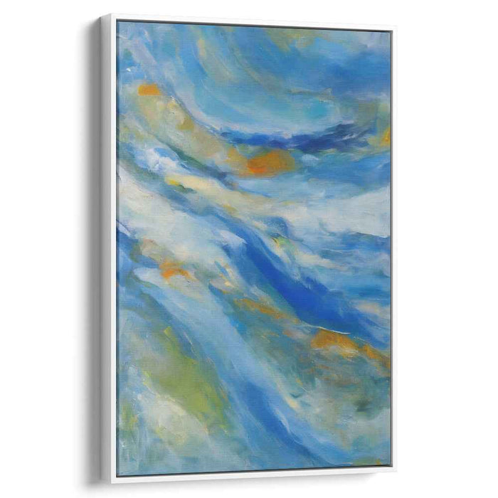 Whispers of the Azure Sea: Abstract Impressionist Blue Ocean Canvas Art Print