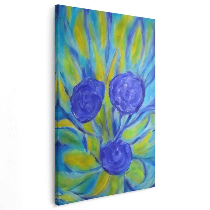 Blue Blossoms on a Sunny Day: Expressive Floral Canvas Art