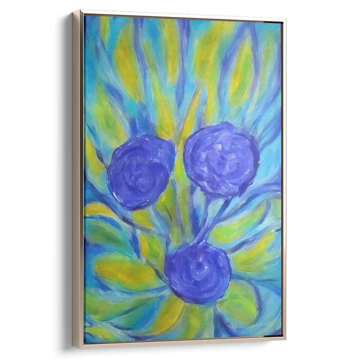 Blue Blossoms on a Sunny Day: Expressive Floral Canvas Art