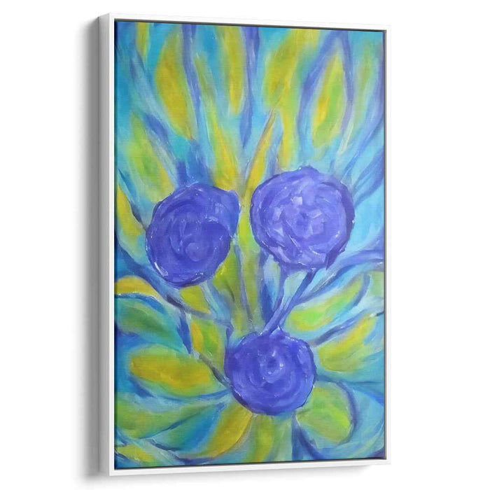 Blue Blossoms on a Sunny Day: Expressive Floral Canvas Art