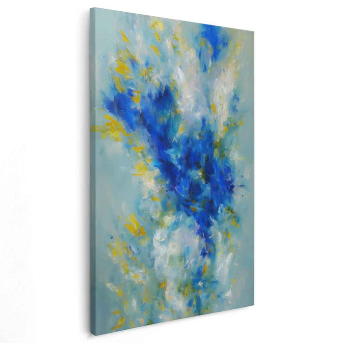 Mystery Unveiled: Abstract Expressionist Blue and White Canvas Art Print