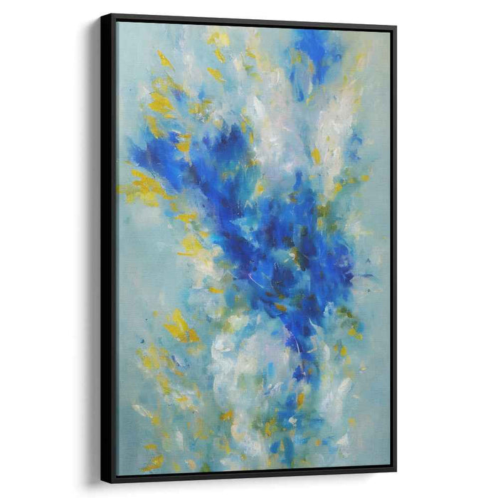 Mystery Unveiled: Abstract Expressionist Blue and White Canvas Art Print