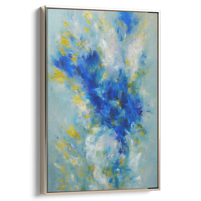 Mystery Unveiled: Abstract Expressionist Blue and White Canvas Art Print