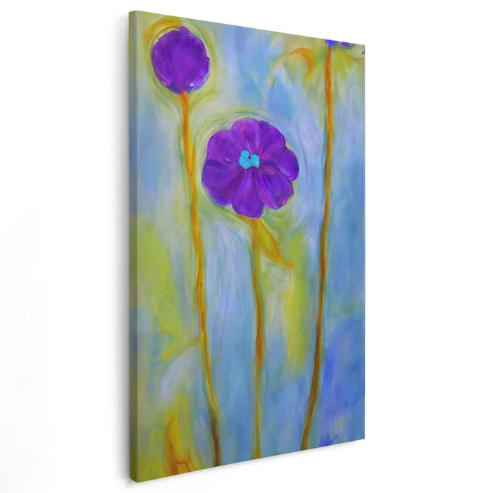 Radiant Amethyst Blossom Burst: Vivid Purple Floral Canvas Art