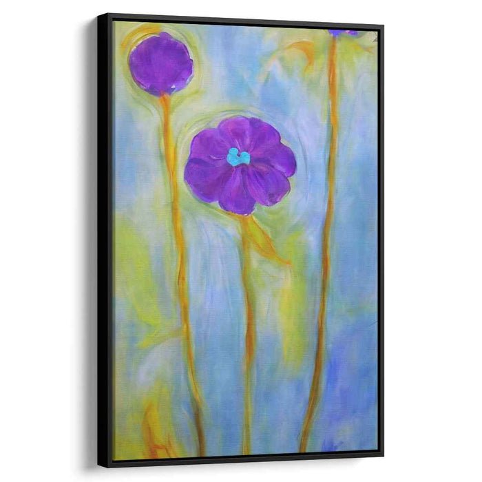 Radiant Amethyst Blossom Burst: Vivid Purple Floral Canvas Art