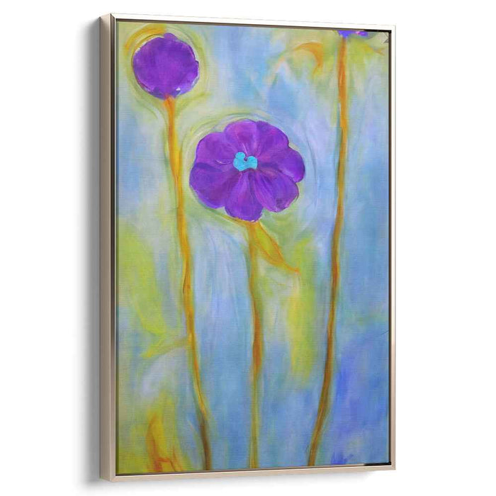 Radiant Amethyst Blossom Burst: Vivid Purple Floral Canvas Art