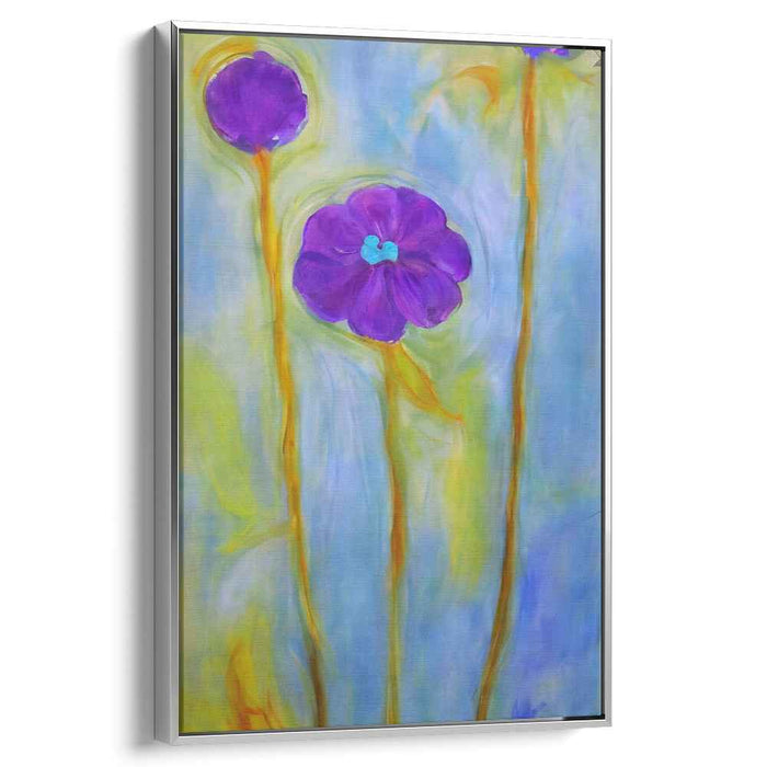 Radiant Amethyst Blossom Burst: Vivid Purple Floral Canvas Art