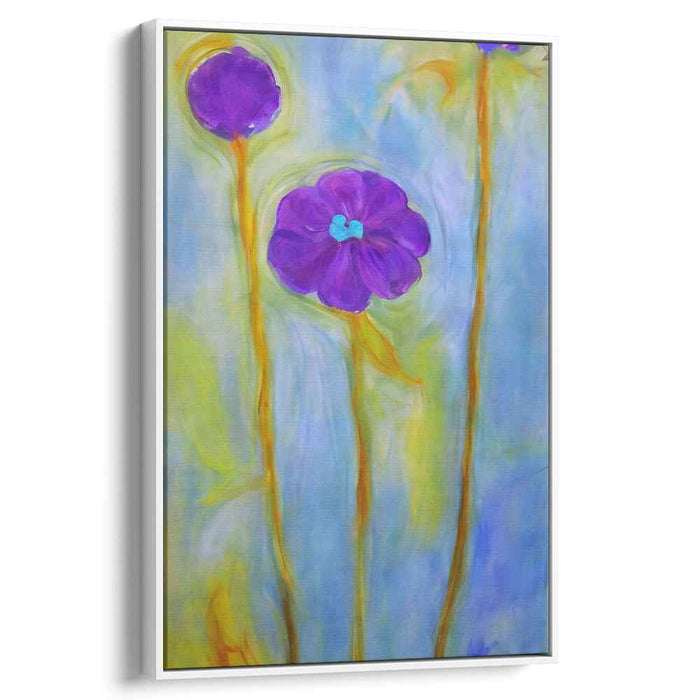 Radiant Amethyst Blossom Burst: Vivid Purple Floral Canvas Art