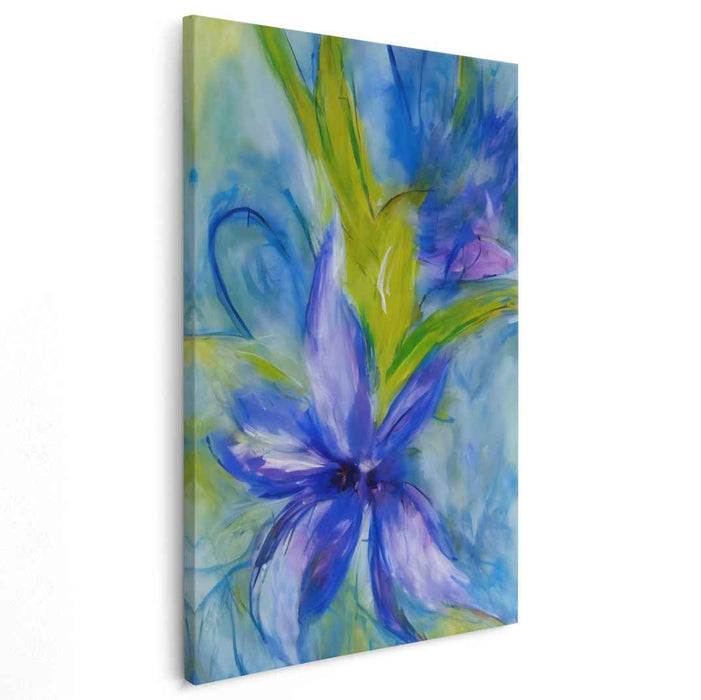 Azure Blossom Euphoria: Vibrant Floral Expressionist Canvas Art