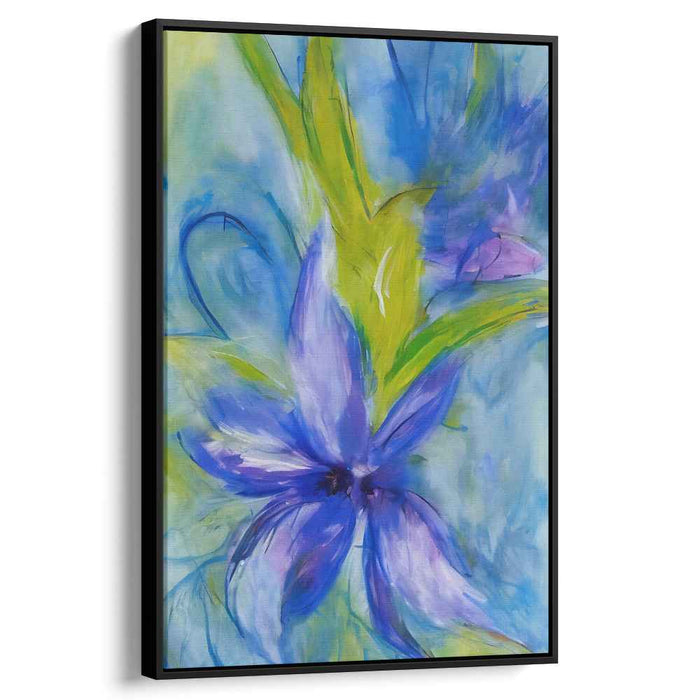 Azure Blossom Euphoria: Vibrant Floral Expressionist Canvas Art