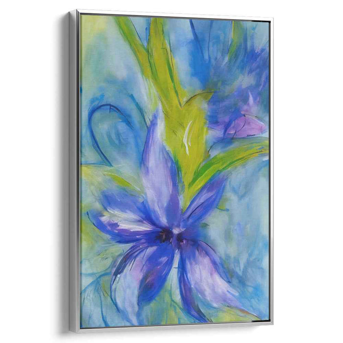 Azure Blossom Euphoria: Vibrant Floral Expressionist Canvas Art