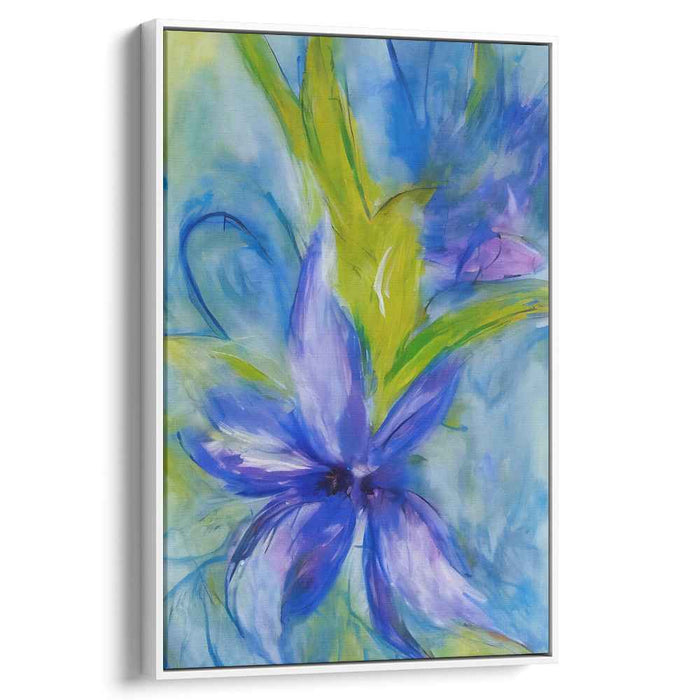 Azure Blossom Euphoria: Vibrant Floral Expressionist Canvas Art
