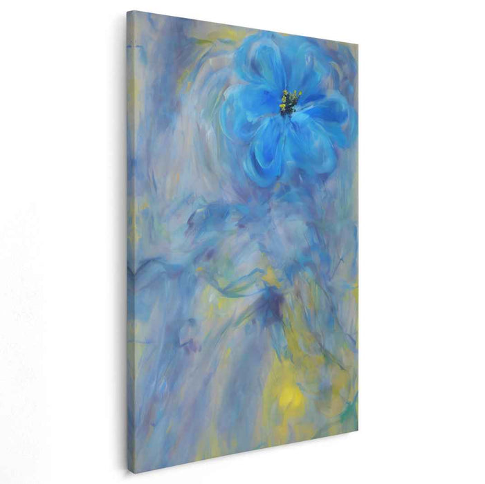Whispering Petals Dance Underwater: Dreamlike Blue Flower Canvas Art
