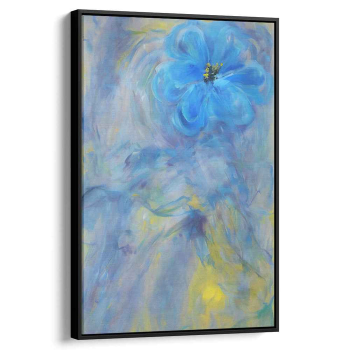 Whispering Petals Dance Underwater: Dreamlike Blue Flower Canvas Art