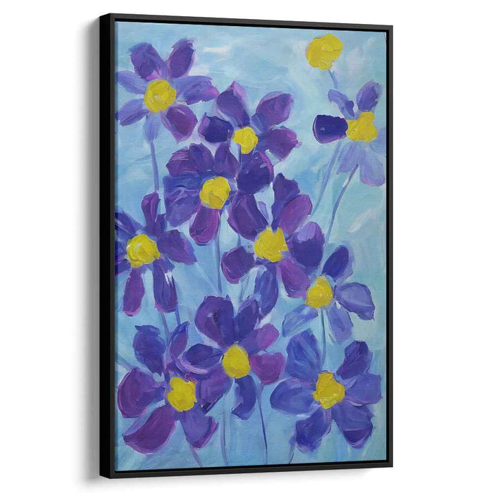 Vibrant Violet Blooms: Expressive Floral Canvas Art