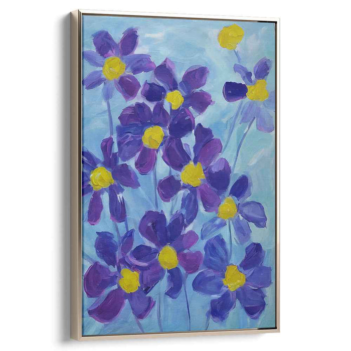 Vibrant Violet Blooms: Expressive Floral Canvas Art