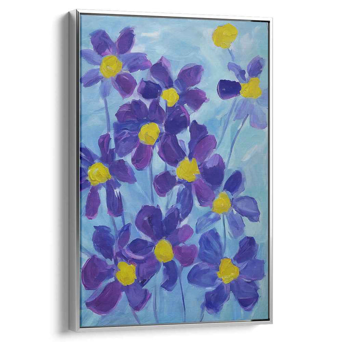 Vibrant Violet Blooms: Expressive Floral Canvas Art