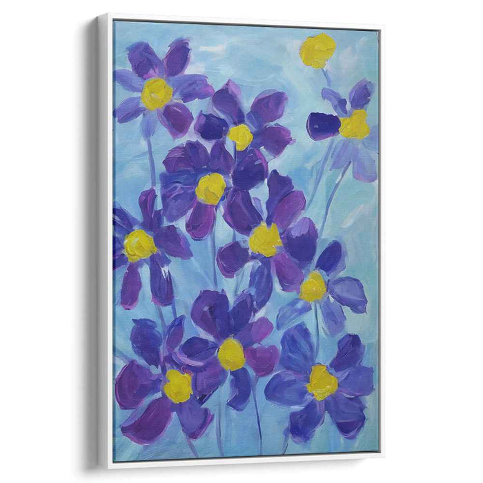 Vibrant Violet Blooms: Expressive Floral Canvas Art