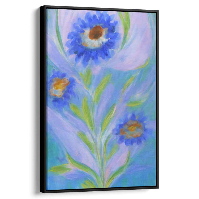 Azure Blossoms: Dreamy Blue Floral Canvas Art Print