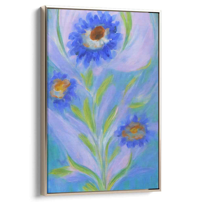 Azure Blossoms: Dreamy Blue Floral Canvas Art Print