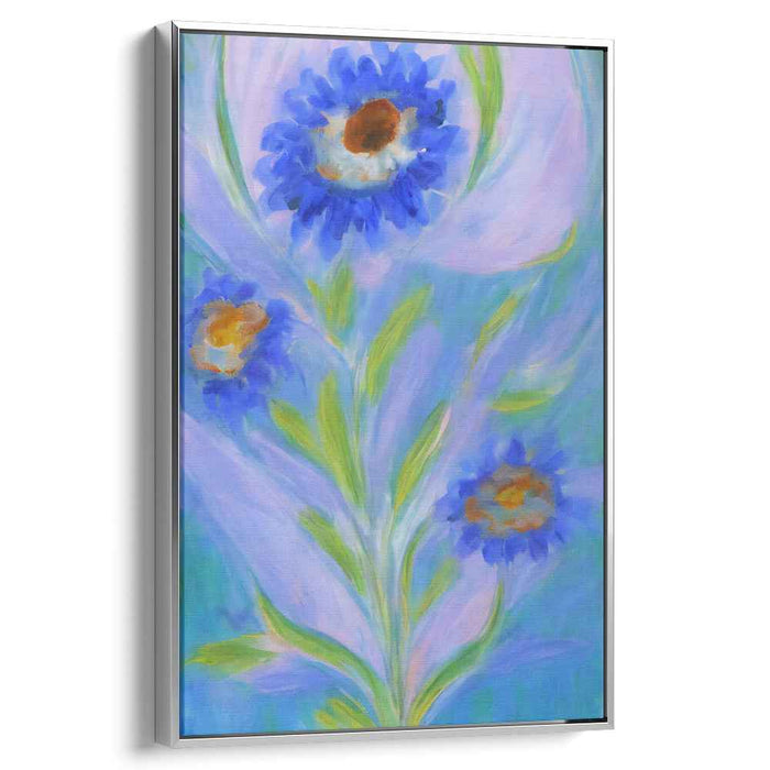 Azure Blossoms: Dreamy Blue Floral Canvas Art Print