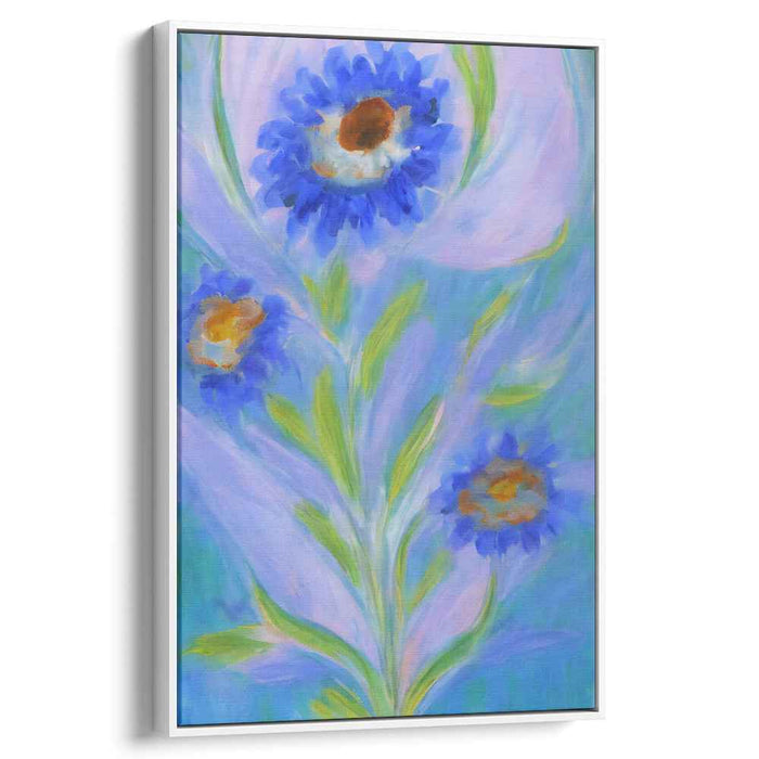 Azure Blossoms: Dreamy Blue Floral Canvas Art Print