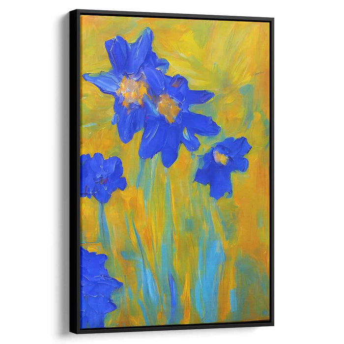 Azure Breeze Illusion: Abstract Blue Floral Canvas Art Print