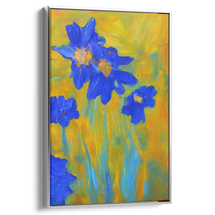 Azure Breeze Illusion: Abstract Blue Floral Canvas Art Print