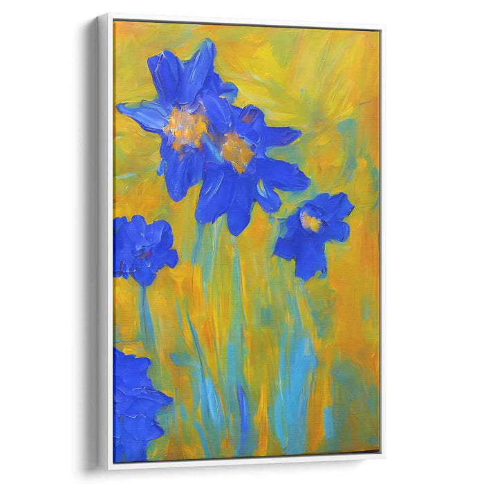 Azure Breeze Illusion: Abstract Blue Floral Canvas Art Print
