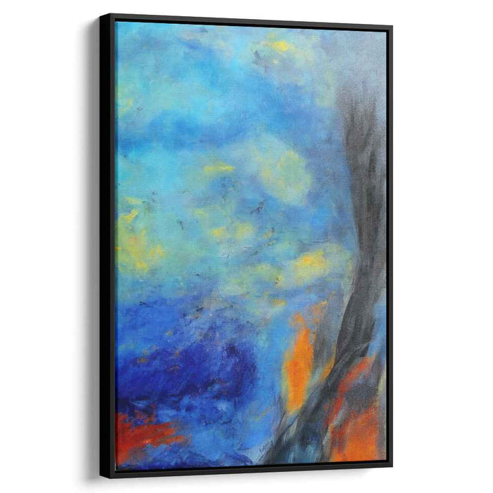 Sublime Union: Abstract Expressionist Blue and Yellow Canvas Art Print
