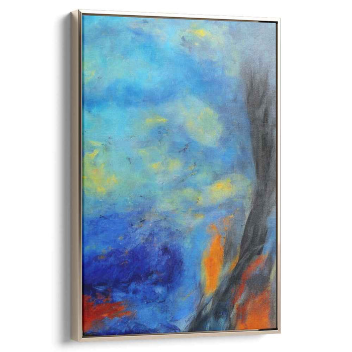 Sublime Union: Abstract Expressionist Blue and Yellow Canvas Art Print