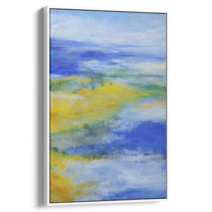 Azure Dreams Abound: Abstract Expressionist Landscape in Blue and Yellow