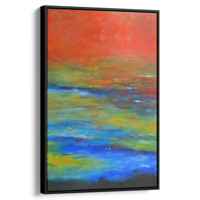 Sunset Ripples: Abstract Impressionist Sunset Over Water Canvas Art Print