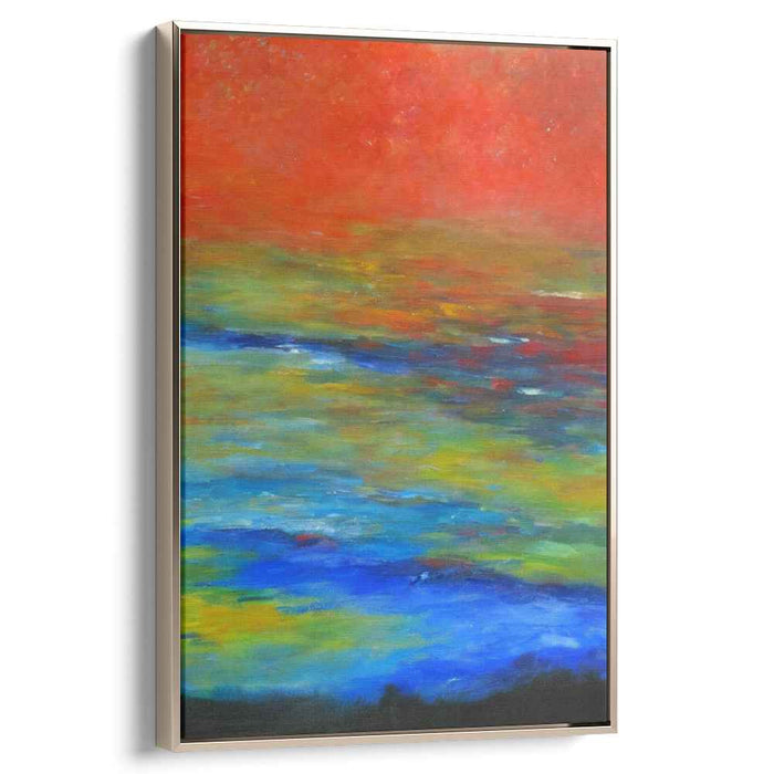 Sunset Ripples: Abstract Impressionist Sunset Over Water Canvas Art Print