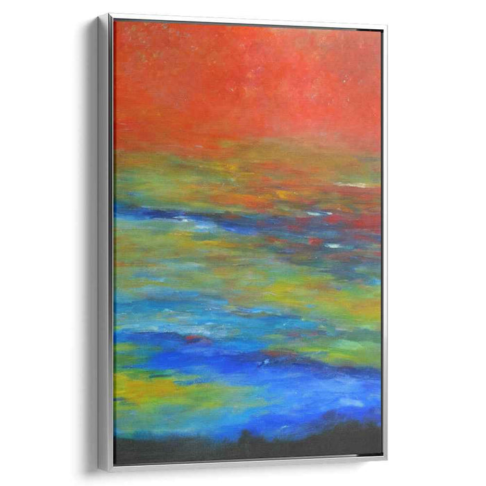 Sunset Ripples: Abstract Impressionist Sunset Over Water Canvas Art Print