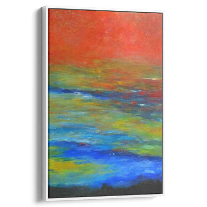 Sunset Ripples: Abstract Impressionist Sunset Over Water Canvas Art Print