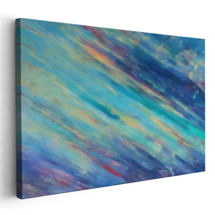 Whispers in Azure Depths: Abstract Turquoise and Blue Canvas Art