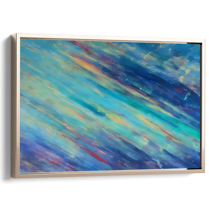 Whispers in Azure Depths: Abstract Turquoise and Blue Canvas Art