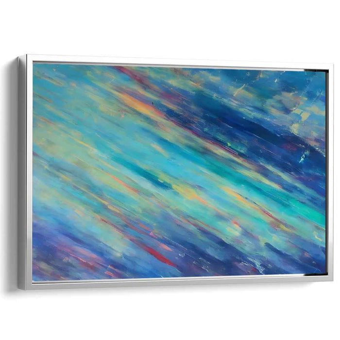 Whispers in Azure Depths: Abstract Turquoise and Blue Canvas Art