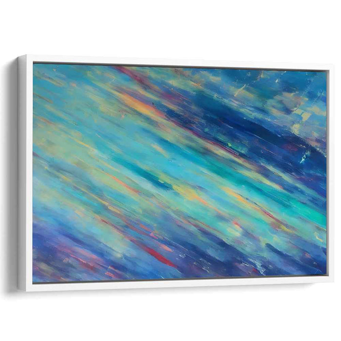 Whispers in Azure Depths: Abstract Turquoise and Blue Canvas Art