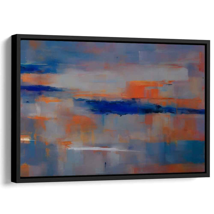 Inkwell Serenade: Abstract Expressionist Blue and Orange Canvas Art Print