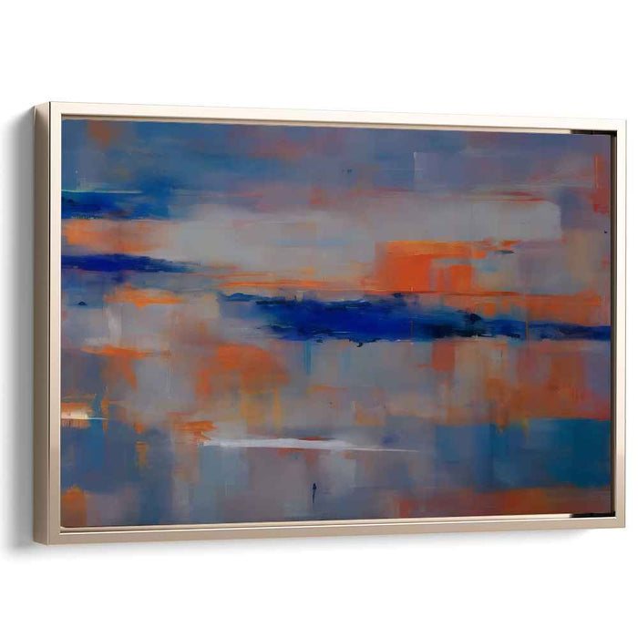 Inkwell Serenade: Abstract Expressionist Blue and Orange Canvas Art Print