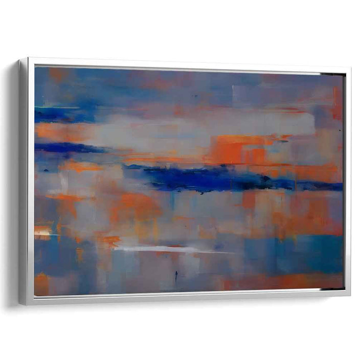 Inkwell Serenade: Abstract Expressionist Blue and Orange Canvas Art Print