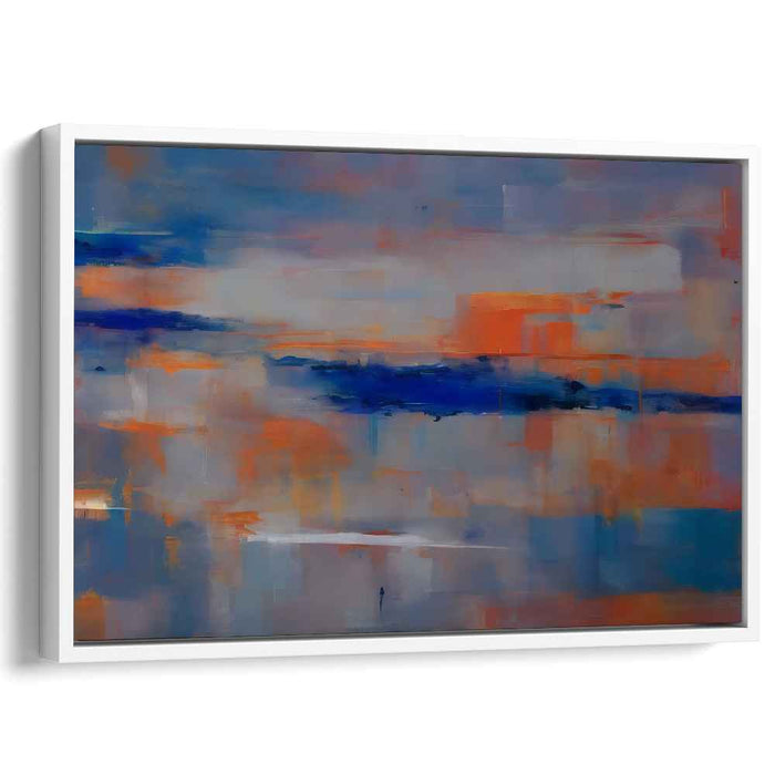 Inkwell Serenade: Abstract Expressionist Blue and Orange Canvas Art Print