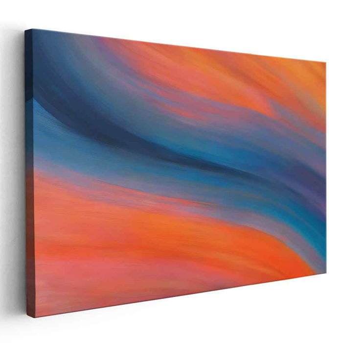 Colorful Dance: Abstract Expressionist Orange and Blue Canvas Art Print