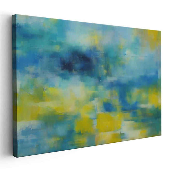 Twinned Motion: Abstract Expressionist Blue and Yellow Canvas Art Print