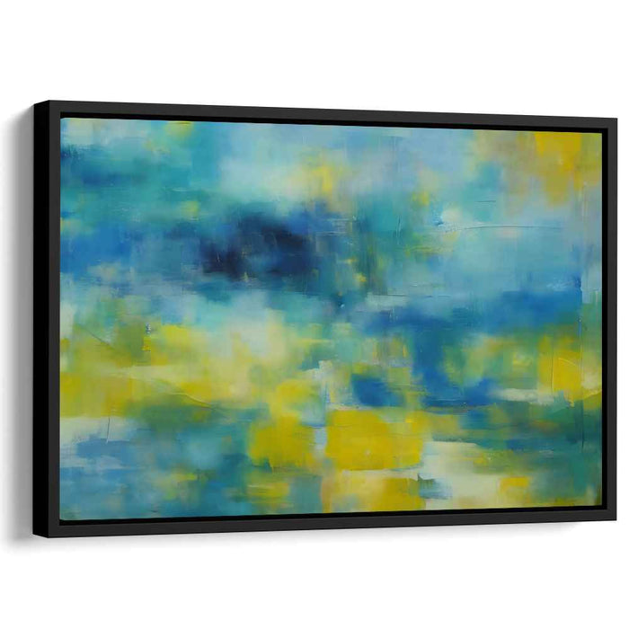 Twinned Motion: Abstract Expressionist Blue and Yellow Canvas Art Print